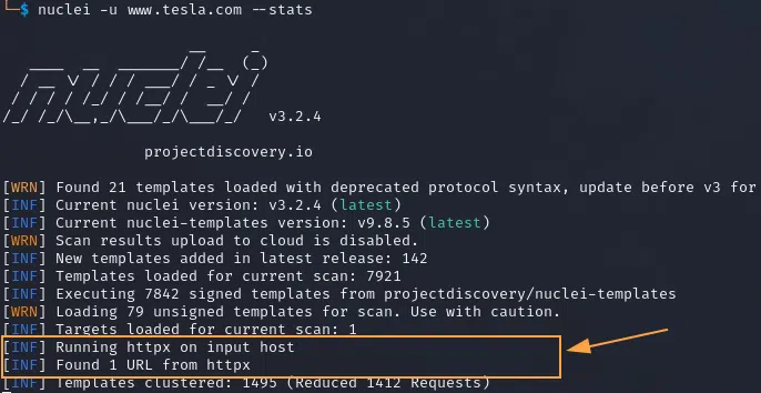 Utilisation de Nuclei sur un nom de domaine.