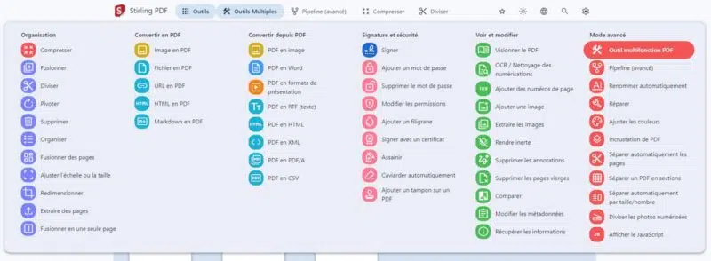 Stirling PDF - Fonctionnalités