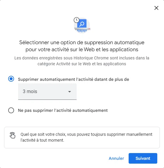 Supprimer historique 3 derniers mois sur Google