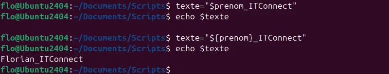 Bash - Concaténer string dans script