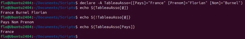 Bash - Créer un tableau associatif