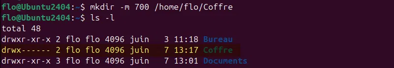 Commande mkdir - Configurer les permissions