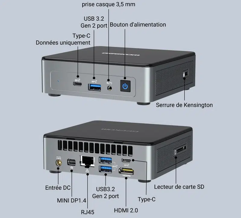 Connectique Geekom Air12