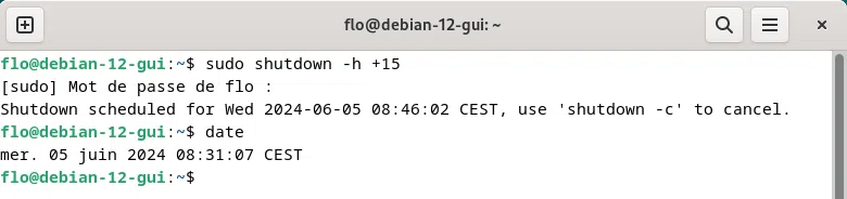 Debian 12 - Planifier arrêt du système