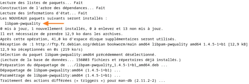 Debian libpam-pwquality politique mots de passe