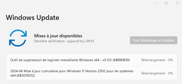 Mise à jour Windows 11 juin 2024