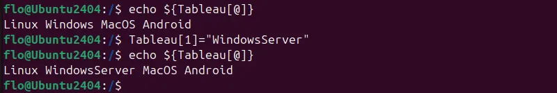 Modifier valeur tableau script Bash
