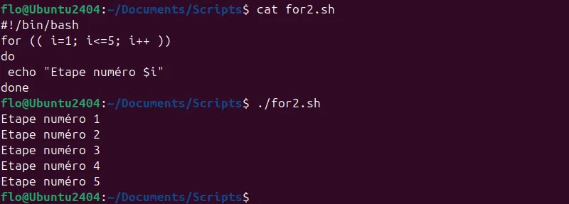 Script Bash - Boucle For - Syntaxe 2