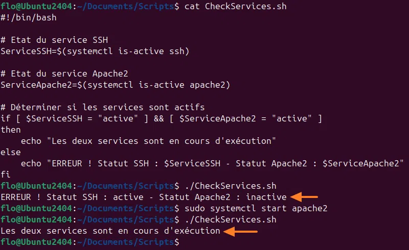 Script Bash - If avec opérateur logique ET
