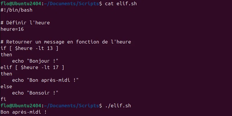 Script Bash - Instruction Elif