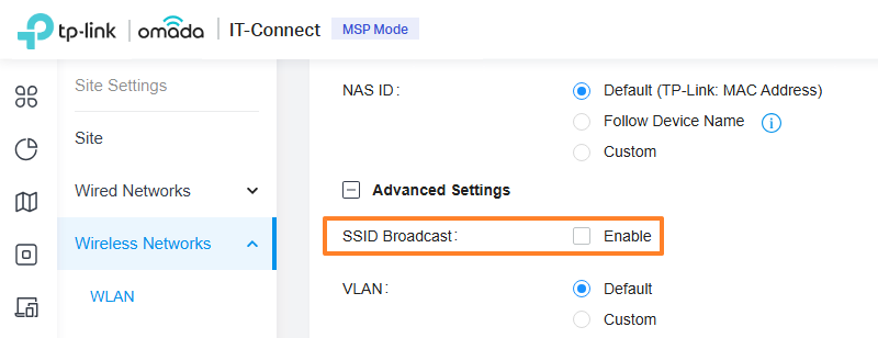 TP-Link Omada - Masquer le SSID Wi-Fi