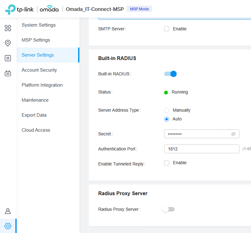 TP-Link Omada - RADIUS intégré