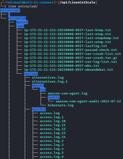 Extrait du contenu de l'archive LinuxCatScale.