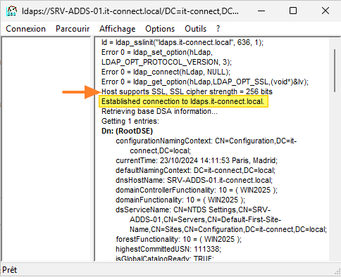 Tester connexion LDAPS avec LDP
