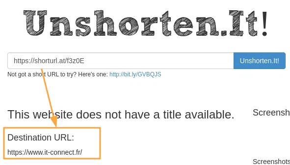Exemple d'un "dé-racourcisseur" d'URL.
