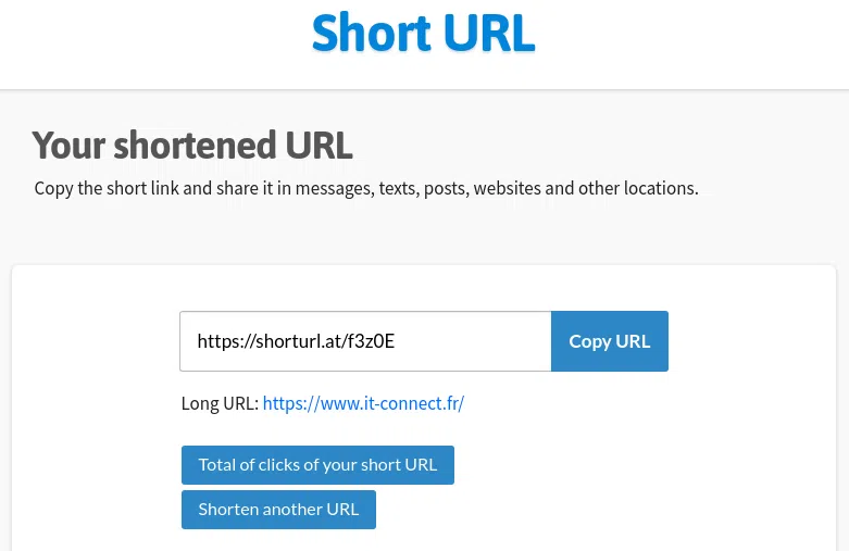 Exemple d'utilisation d'un racourcisseur d'URL.
