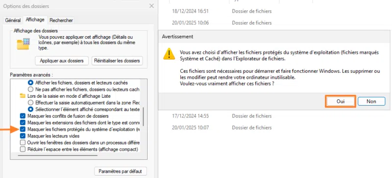 Activer affichage fichiers système sur Windows 11