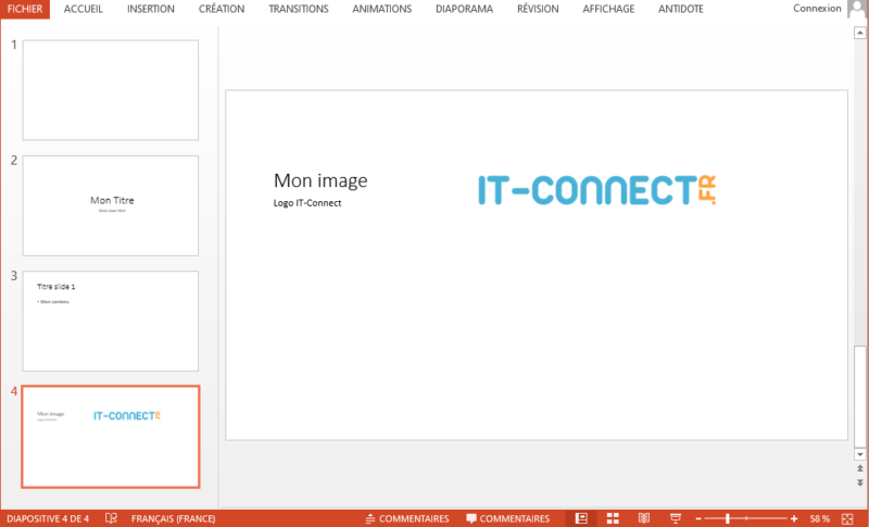 Contenu et image ajoutée à notre diapositive grâce à python-pptx.