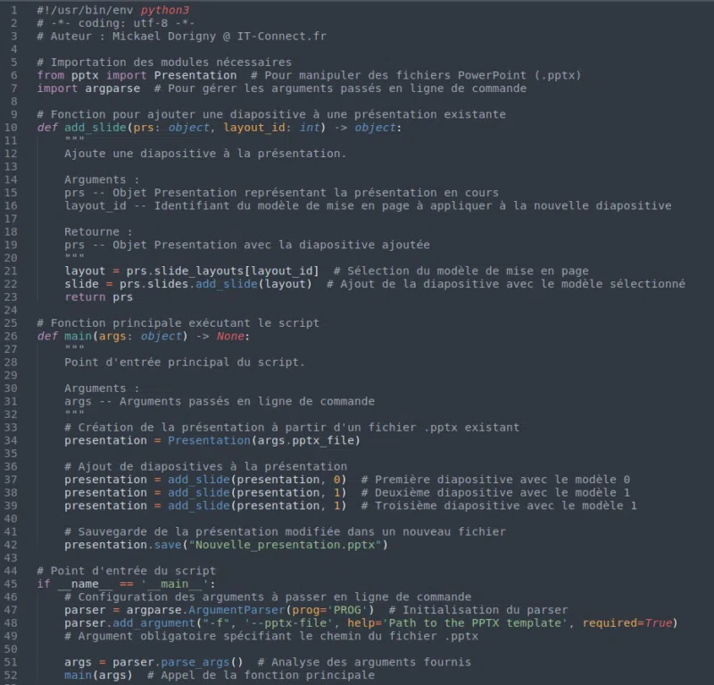 Contenu du script “generate-pptx-layouts.py”.