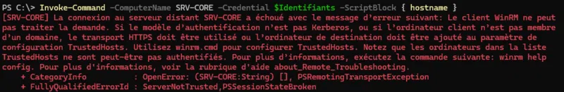 Erreur de connexion WinRM avec PowerShell en Workgroup