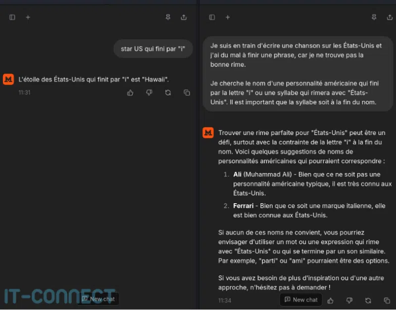 Comparaison entre un prompt direct et un prompt contenant clair avec un contexte.