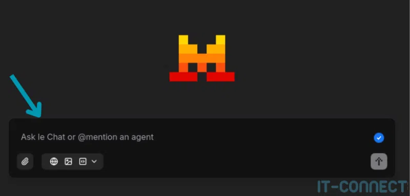 Champ de saisie du prompt dans l'interface web Mistral AI.