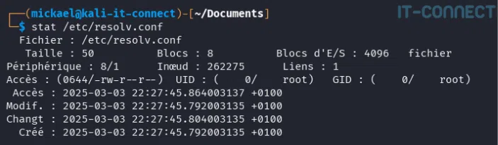 Affichage des attributs avancés des fichiers sous Linux via la commande stat.