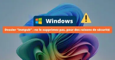 Windows - ne supprimez pas le dossier inetpub par sécurité