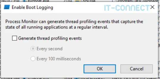 Choix de la surveillance du thread profiling.
