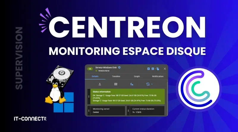 Centreon monitoring espace disque linux windows