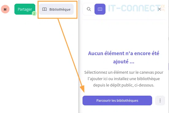 Accès aux bibliothèques Excalidraw.