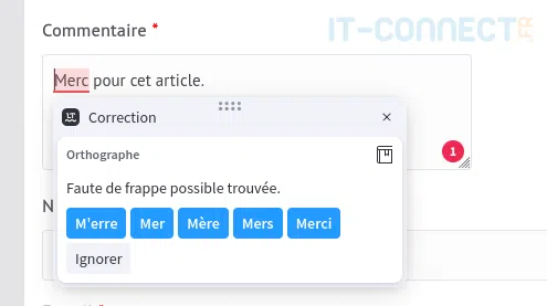 Fonctionnement du plugin LanguageTool avec un serveur local.