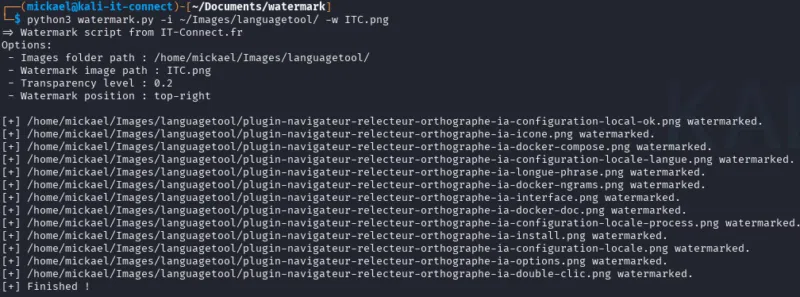 Ajout d'un filigrane à un ensemble d'images via un script.
