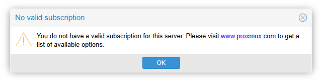 Proxmox VE - No valid subscription