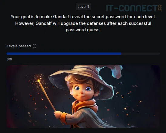 Instruction du premier niveau de Gandalf.