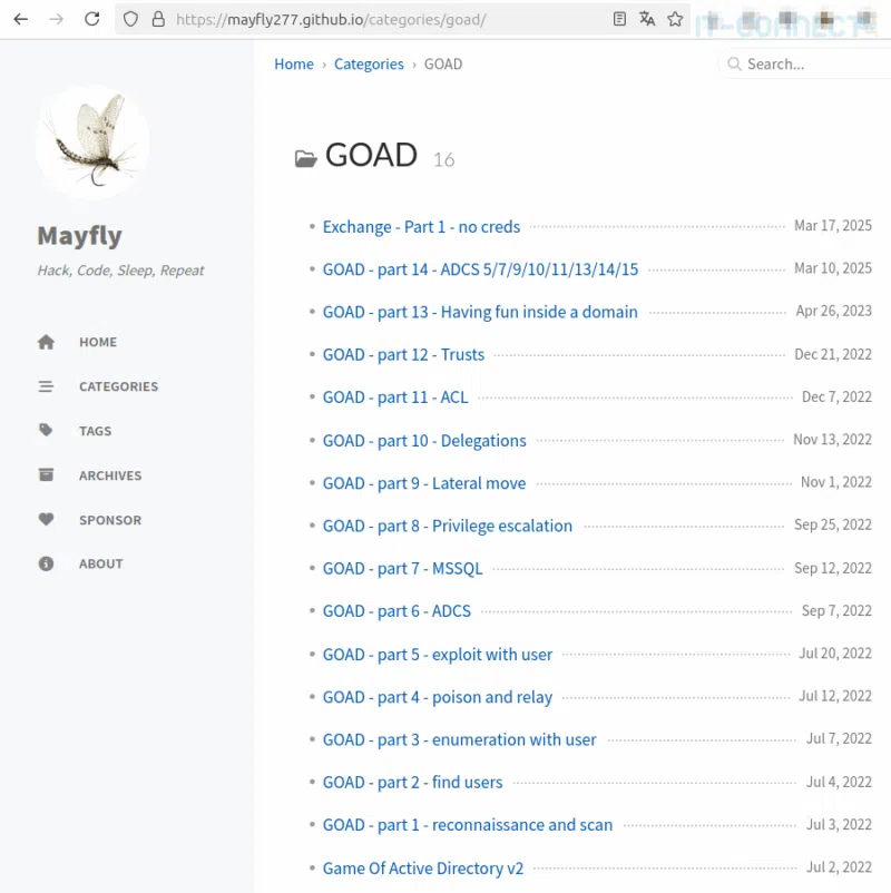 Articles relatifs à GOAD du blog de Mayfly, auteur de GOAD.