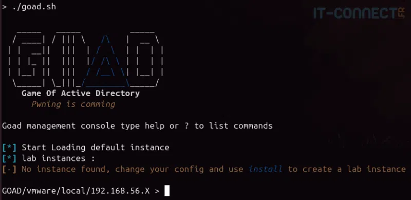 Exécution du script goad.sh