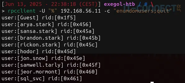 Connexion en null session et récupération des utilisateurs du domaine.