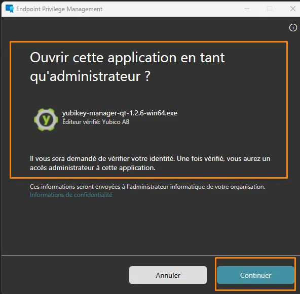 Message : "Ouvrir cette application en tant qu'administrateur"