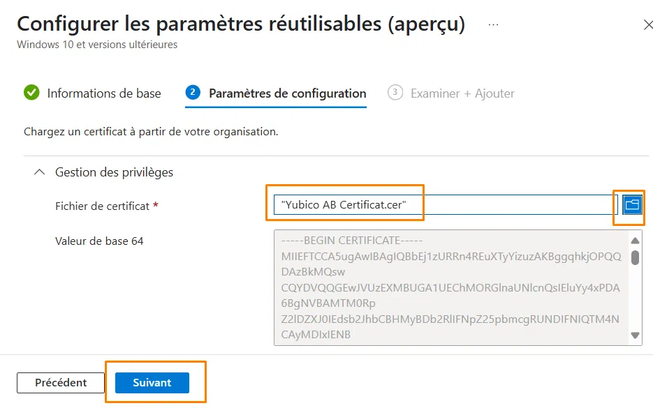 EPM - Paramètres réutilisables - Charger le CER