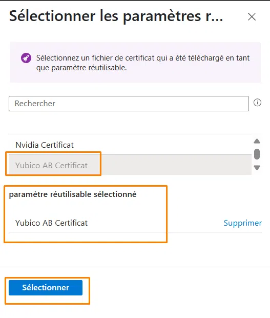 Stratégie EPM - Choix du certificat éditeur en tant que paramètre réutilisable.