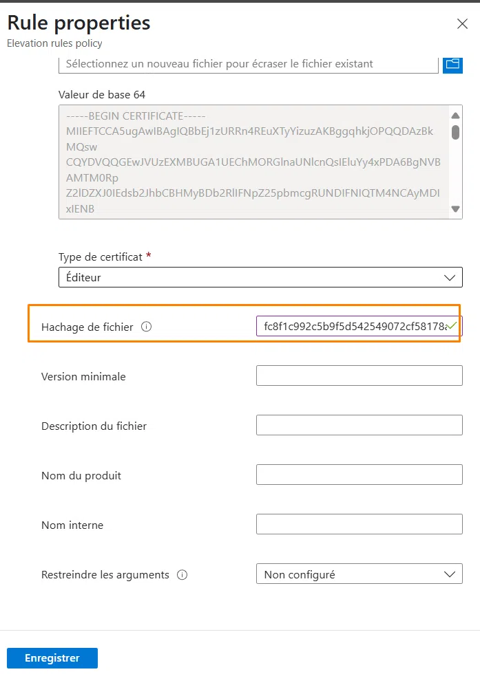 Stratégie EPM - Valider le Hash du fichier
