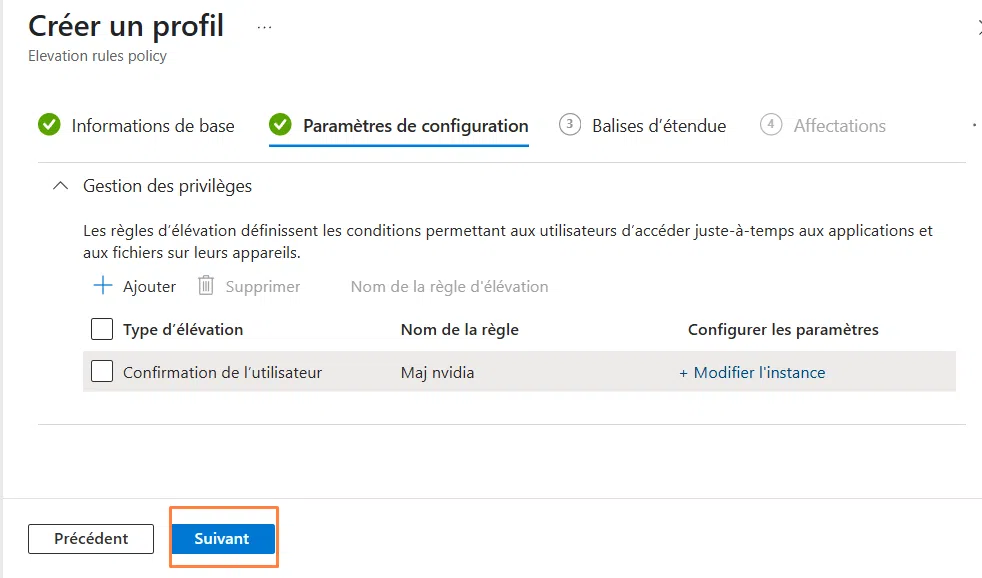 Stratégie EPM pour une application - Poursuivez la configuration