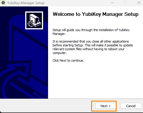 Installation de YubiKey Manager Setup avec EPM
