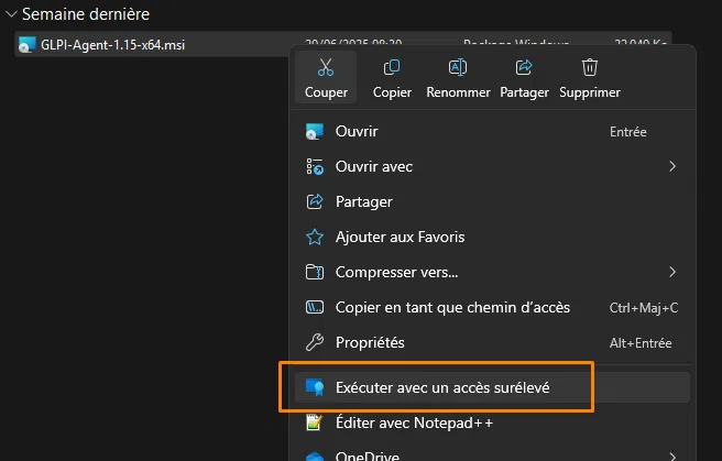 Windows 11 - Exécuter avec un accès surélevé