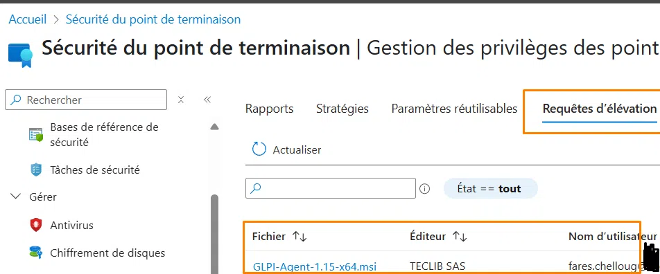 EPM - Requêtes d'élévation sur le portail Intune