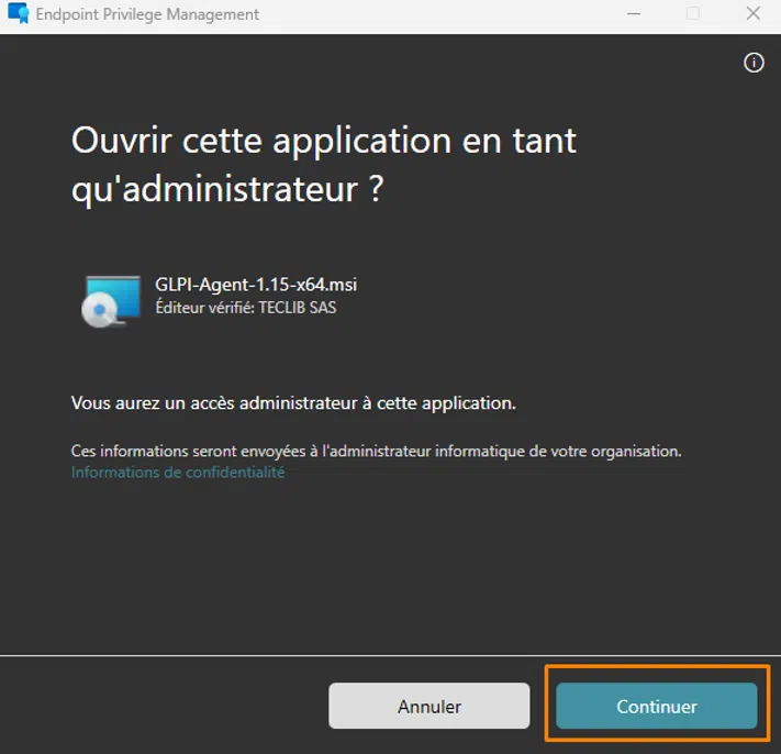Installation de l'agent GLPI via une délégation de droits Windows approuvée