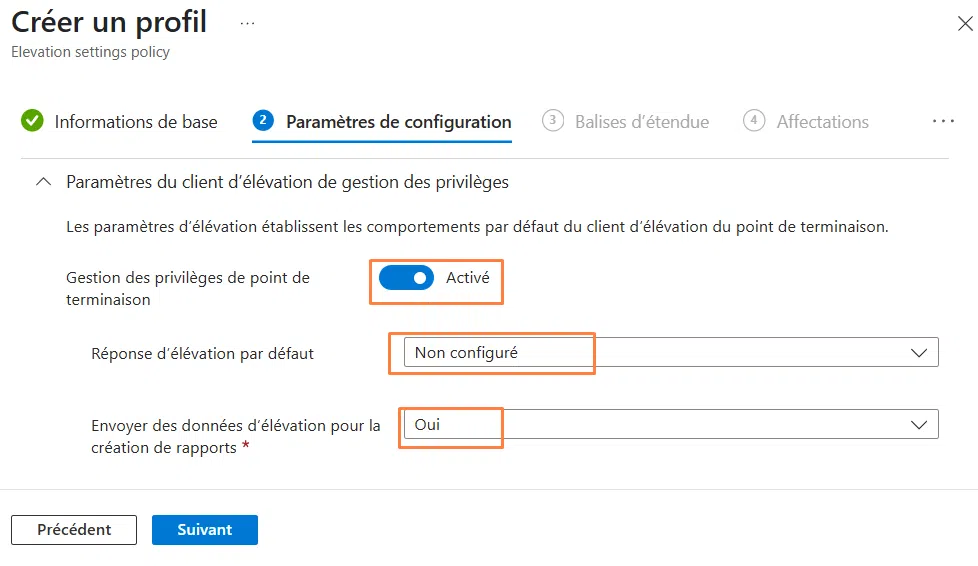 EPM - Default Elevation Settings Policy - Réponse par défaut